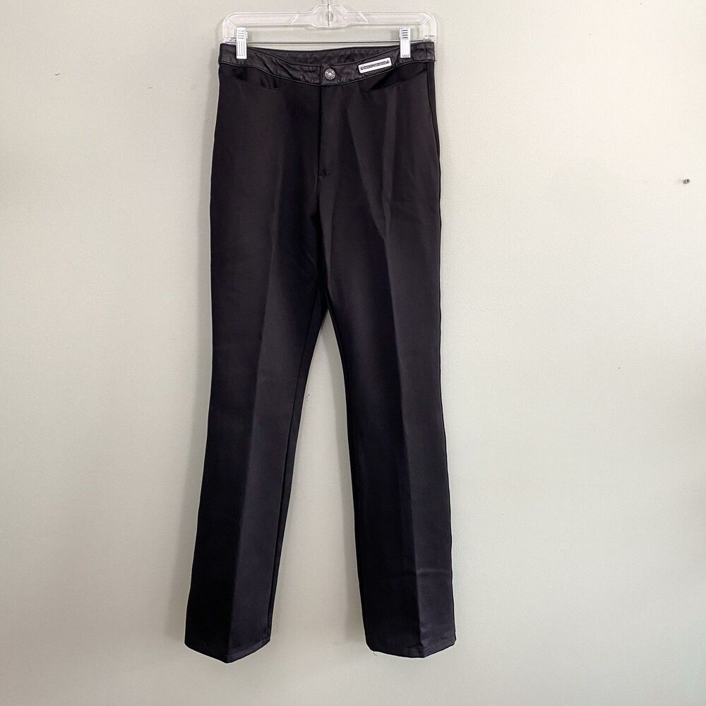 Harley Davidson Leather Trim Pants Womens 10 Black Straight Leg Biker Punk